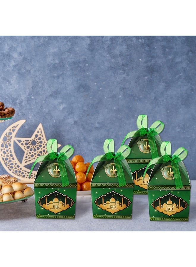 10 PCS Eid Mubarak Candy Box,Eid Mubarak Treat Gifts Boxes,Eid Mubarak Paper Gift Bag,Muslim Ramadan Favor Boxes,White Gold Snack Sugar Chocolate Goody Treat Bag,Muslim Islamic Party Supplies - Image 4